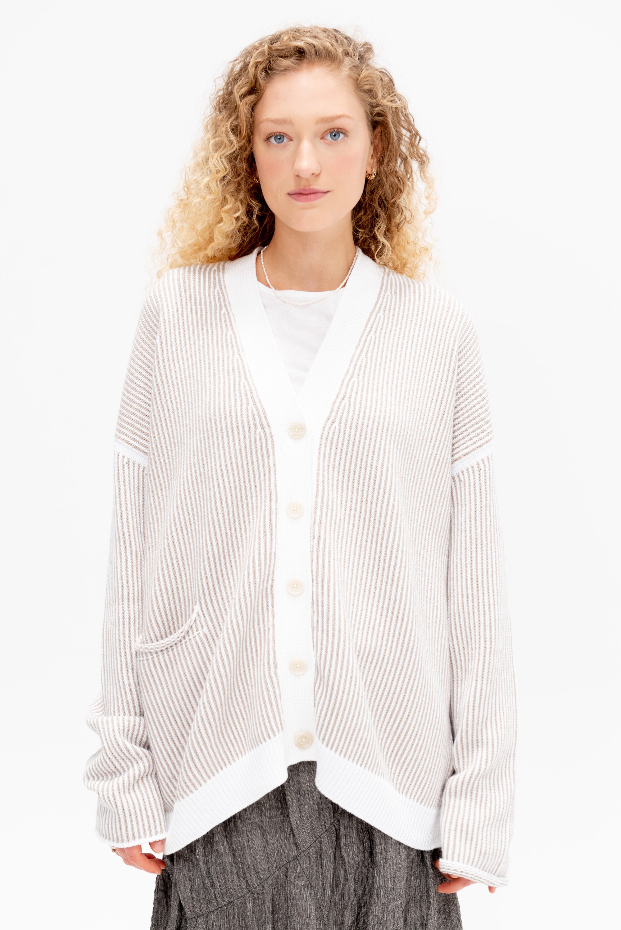 LAUREN MANOOGIAN - Linea Cardigan, White & Sisal