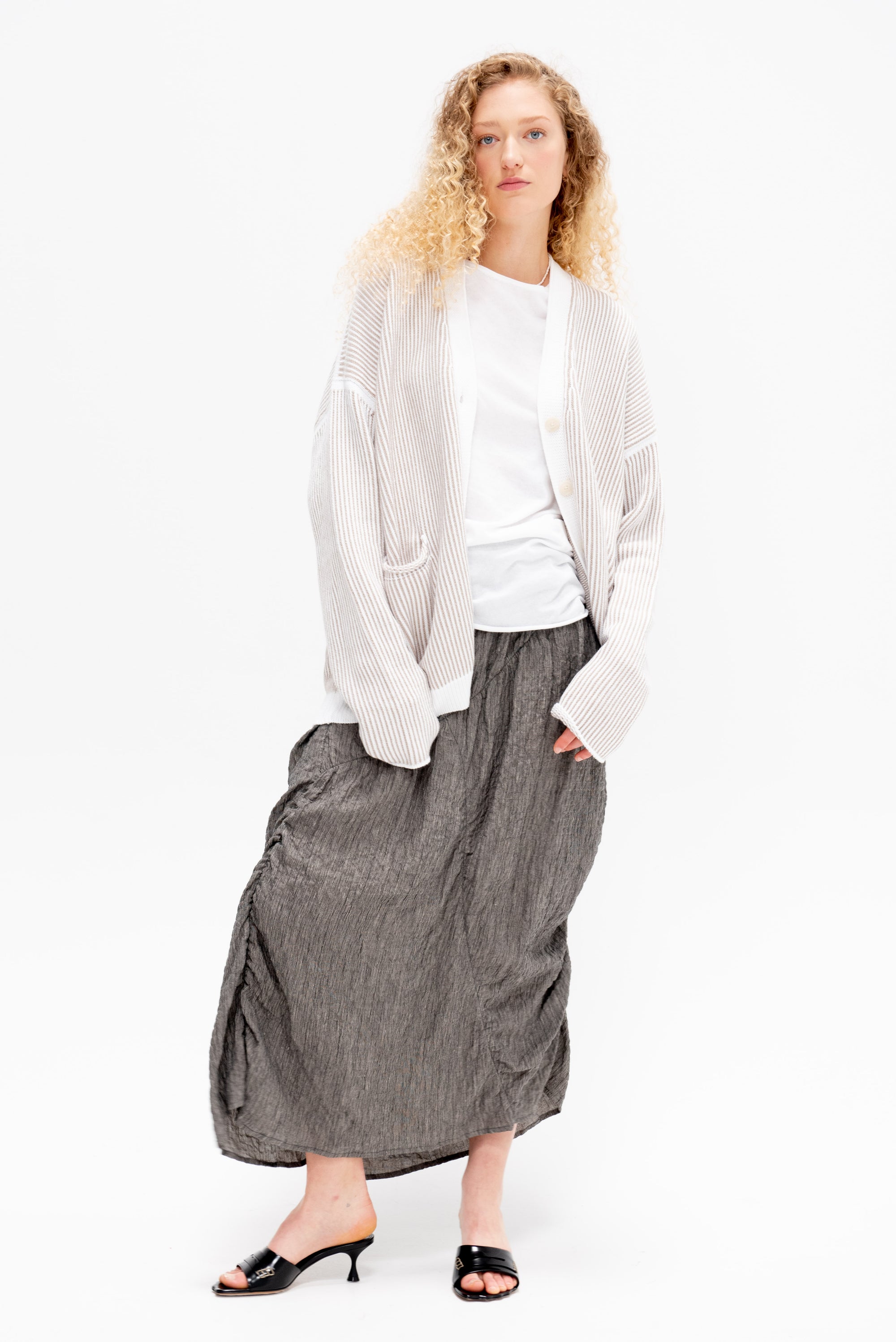 LAUREN MANOOGIAN - Linea Cardigan, White & Sisal