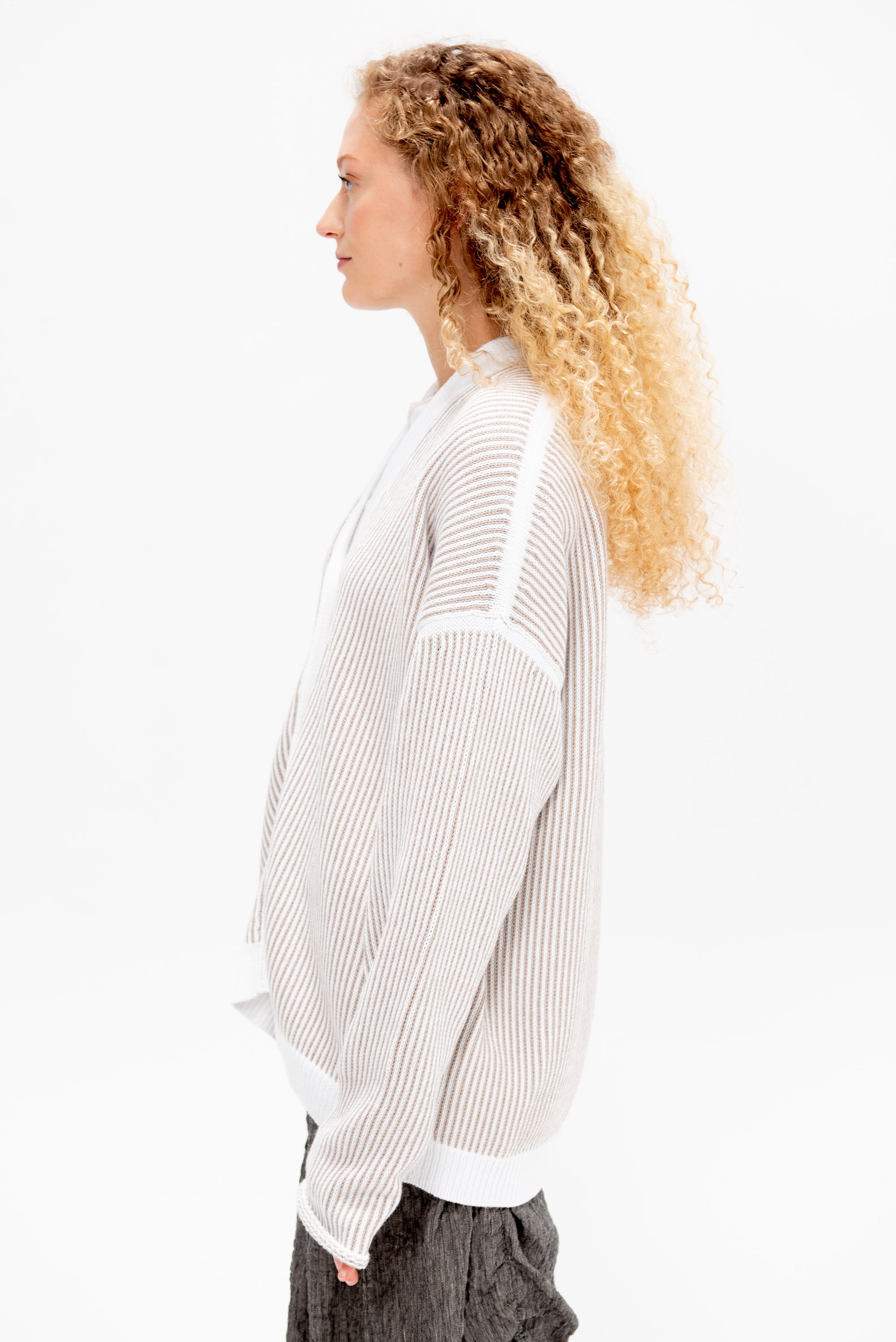 LAUREN MANOOGIAN - Linea Cardigan, White & Sisal