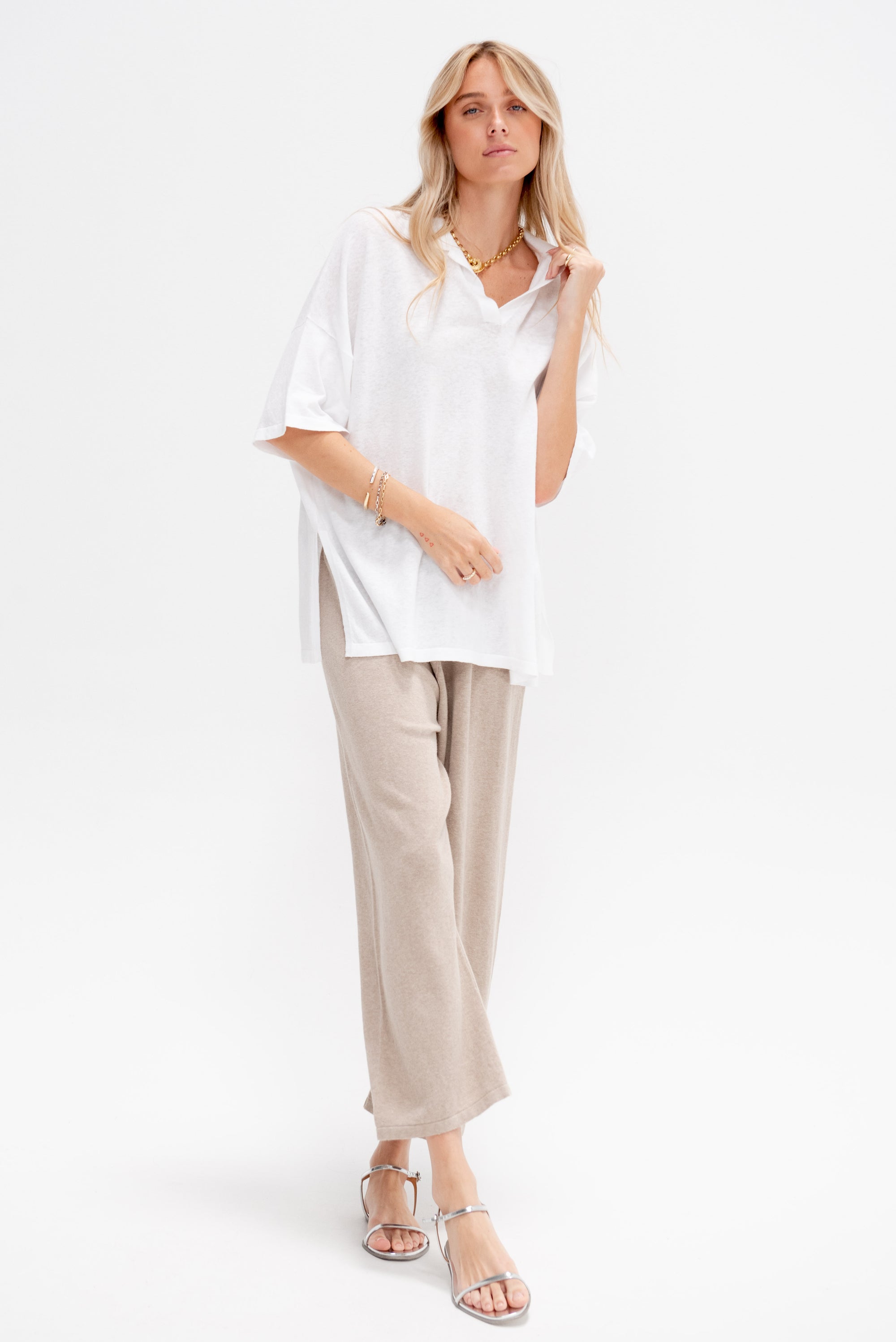 Oversize Polo, White