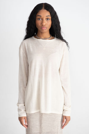 Lauren Manoogian Crewneck Super Fine Raw White Kick Pleat