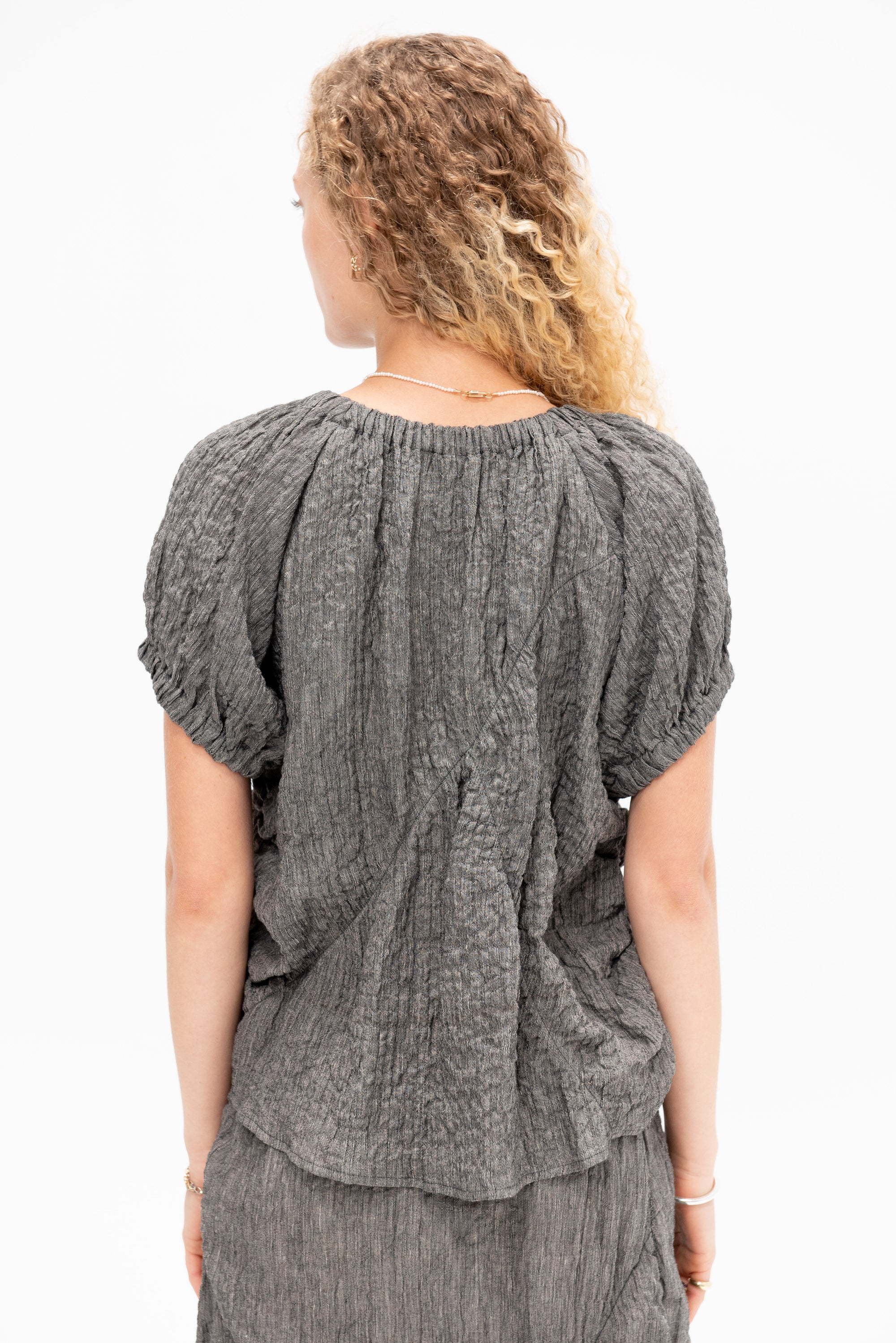 Shirred Top, Charcoal