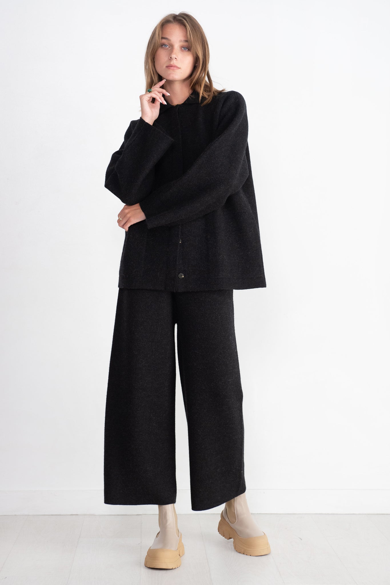 Lauren Manoogian - Double Knit Pants, Black Melange