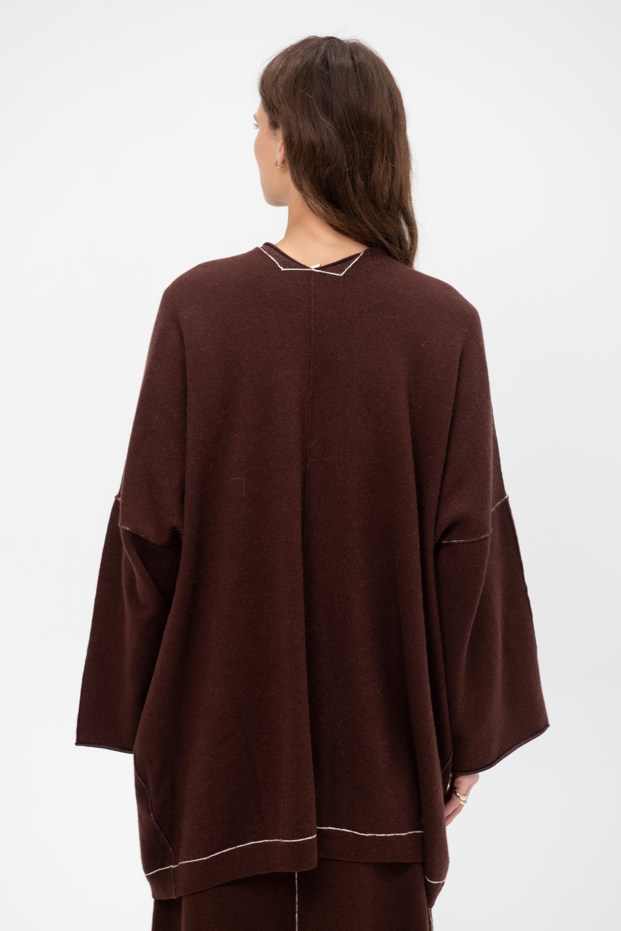 Stitch Wide Cardigan, Merlot