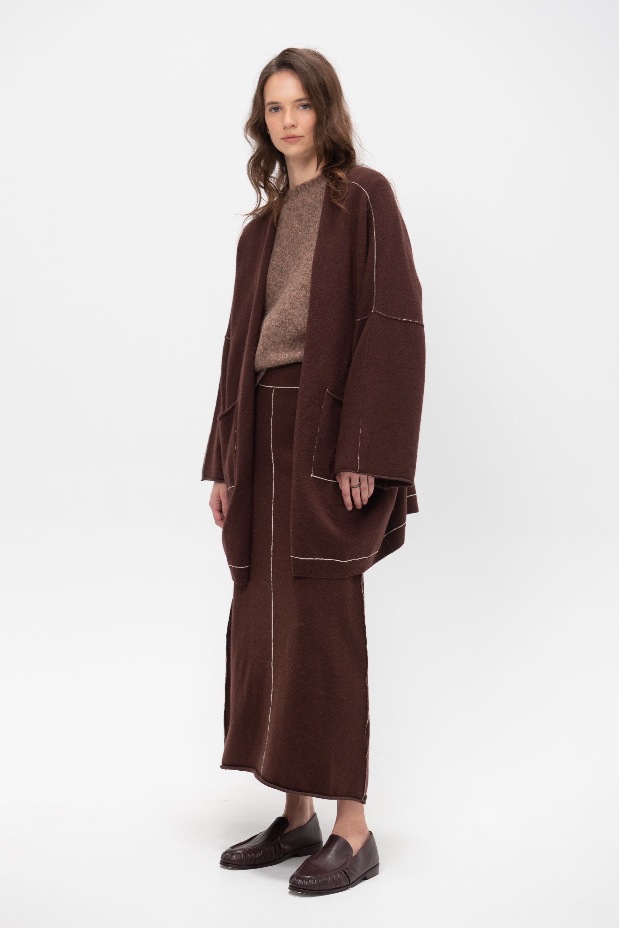 Stitch Wide Cardigan, Merlot