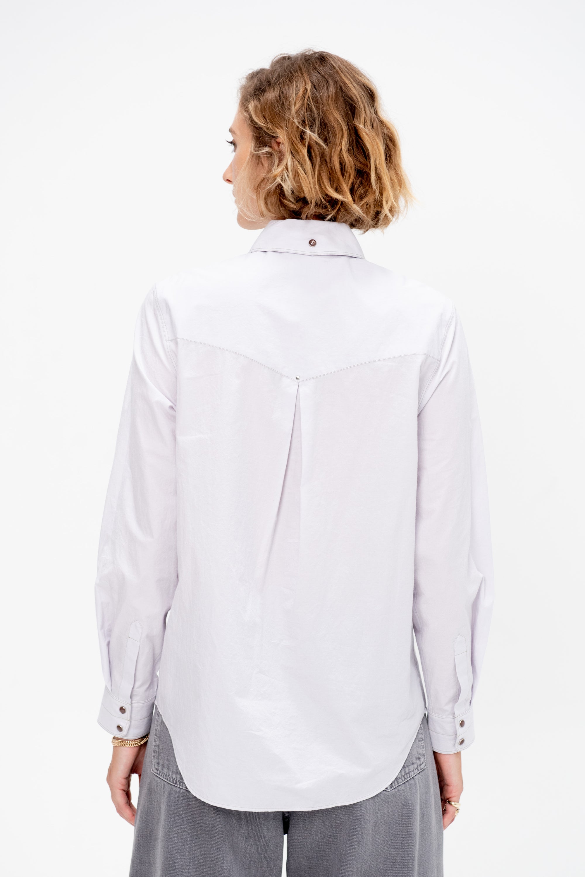 Chest-Pocket Fitted Shirt, Purple