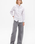 Chest-Pocket Fitted Shirt, Purple