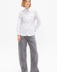 Chest-Pocket Fitted Shirt, Purple