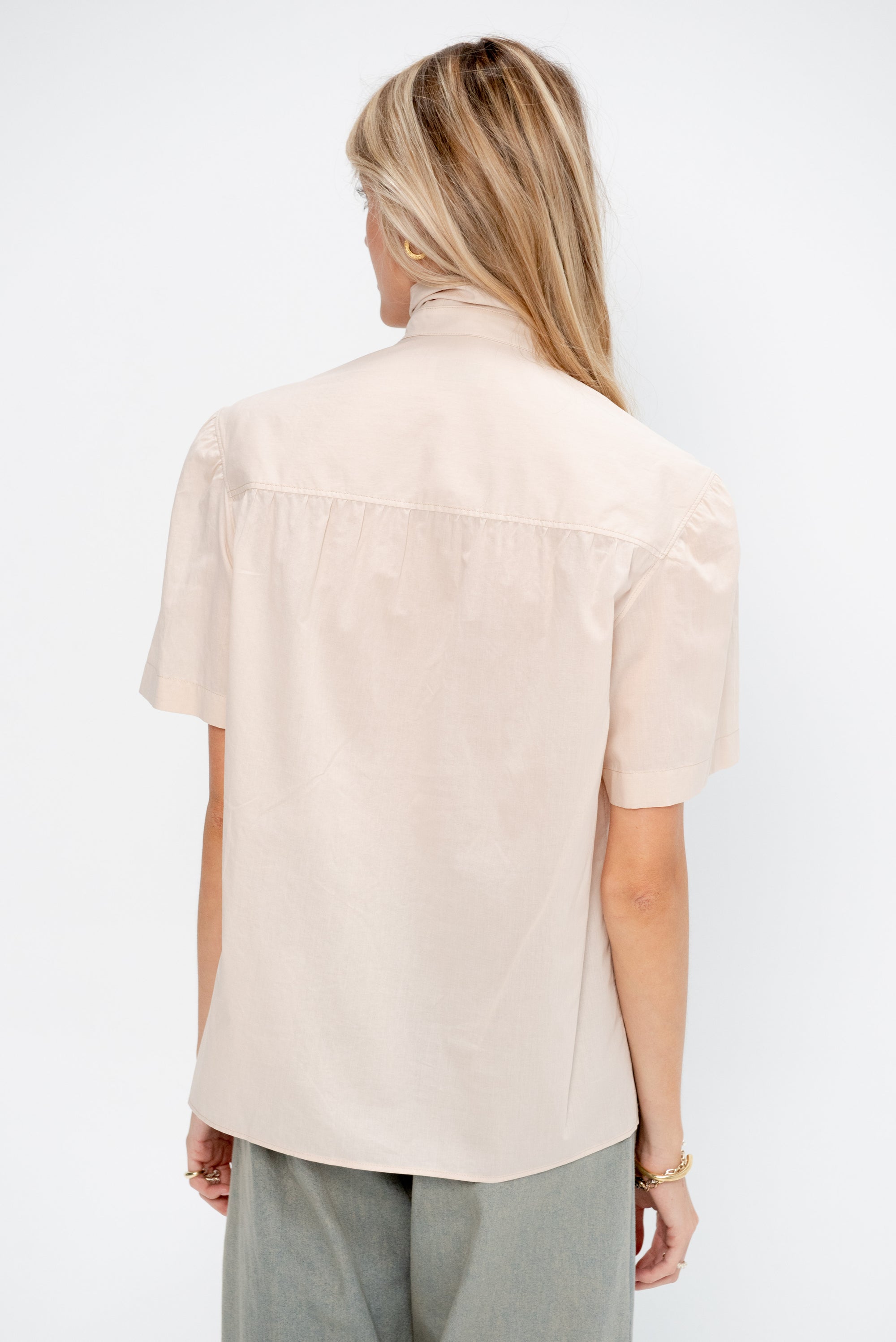 Short Sleeve Shirt with Foulard, Dusty Rose