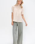 Short Sleeve Shirt with Foulard, Dusty Rose