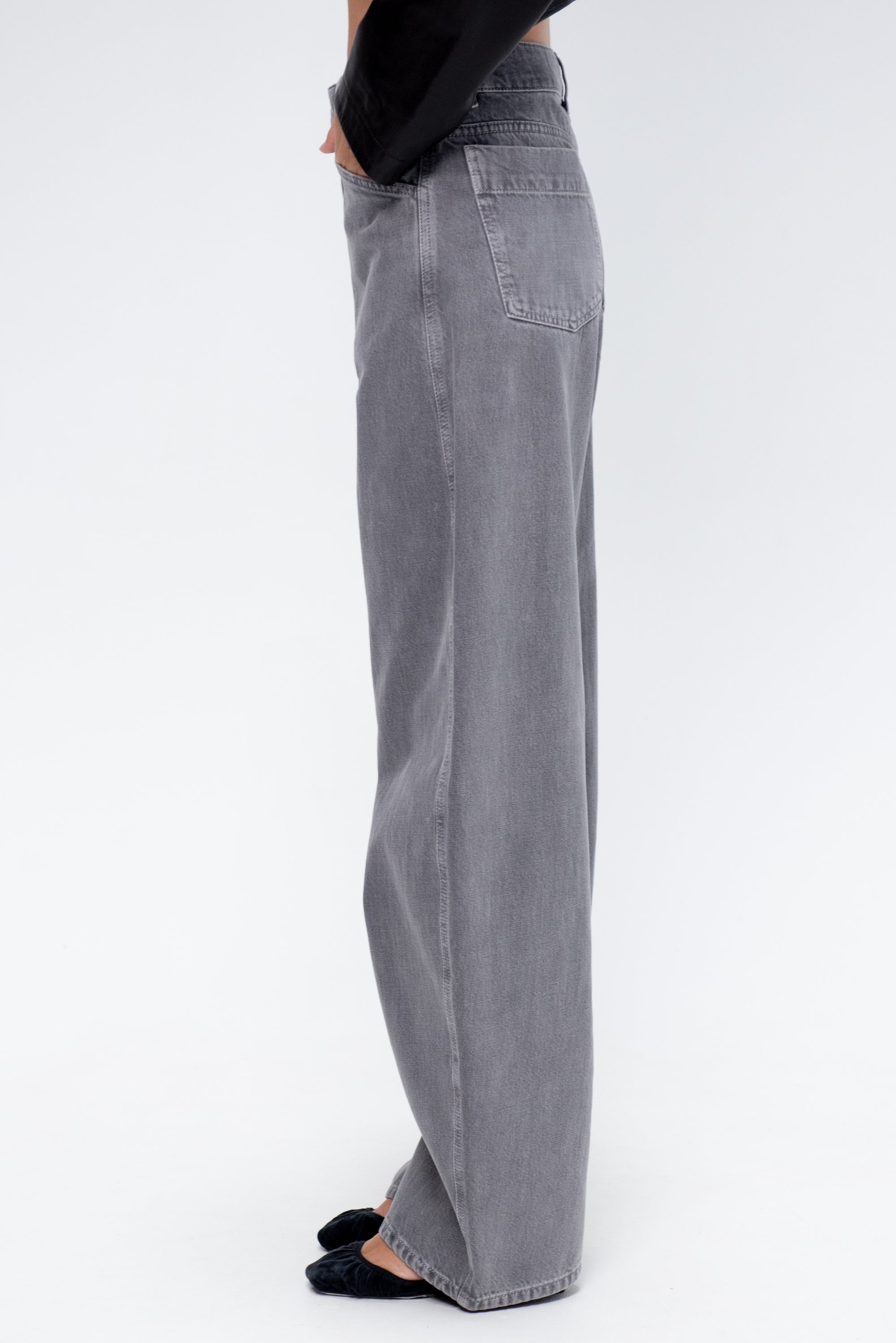 High Waisted Curved Pants, Heather