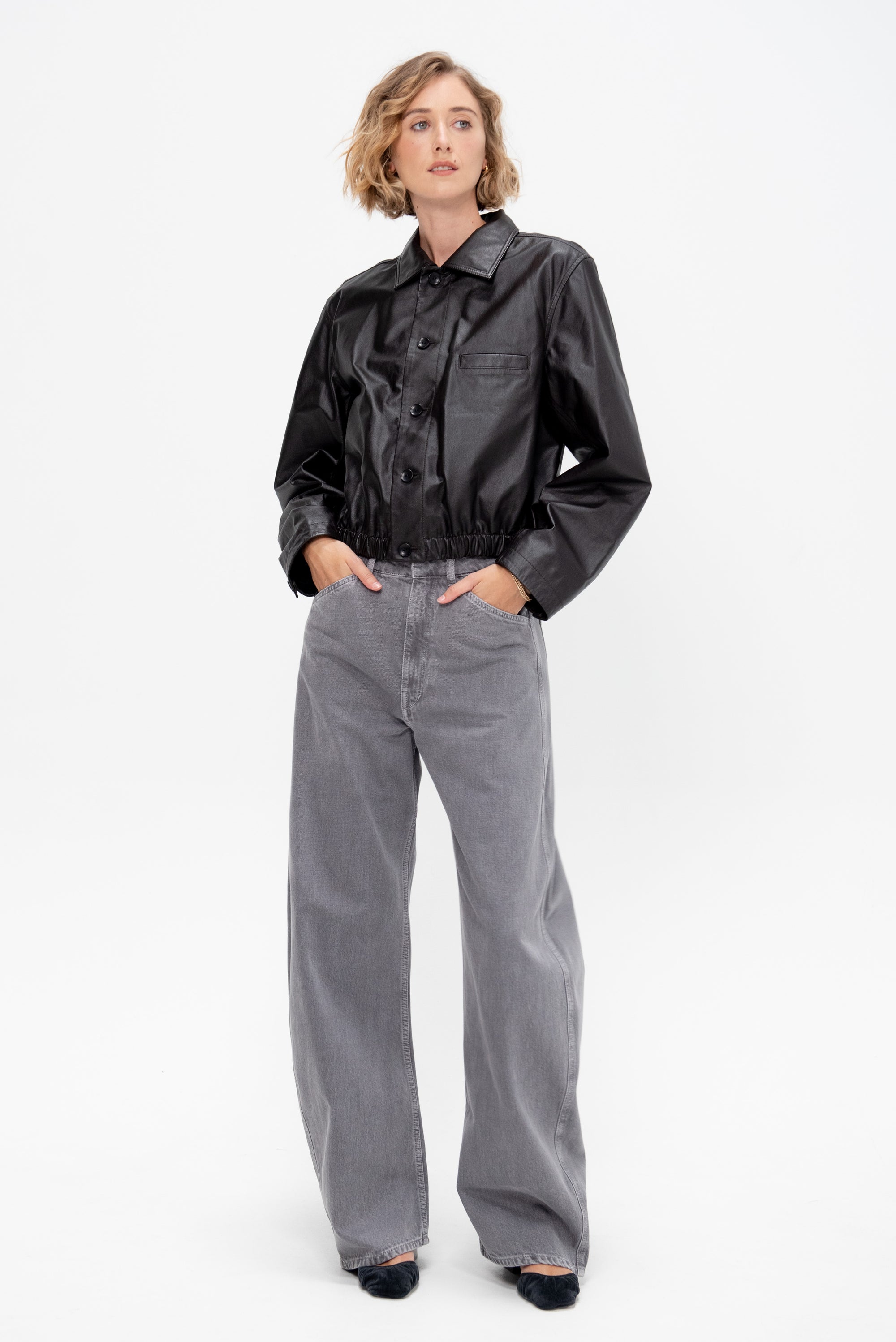 High Waisted Curved Pants, Heather