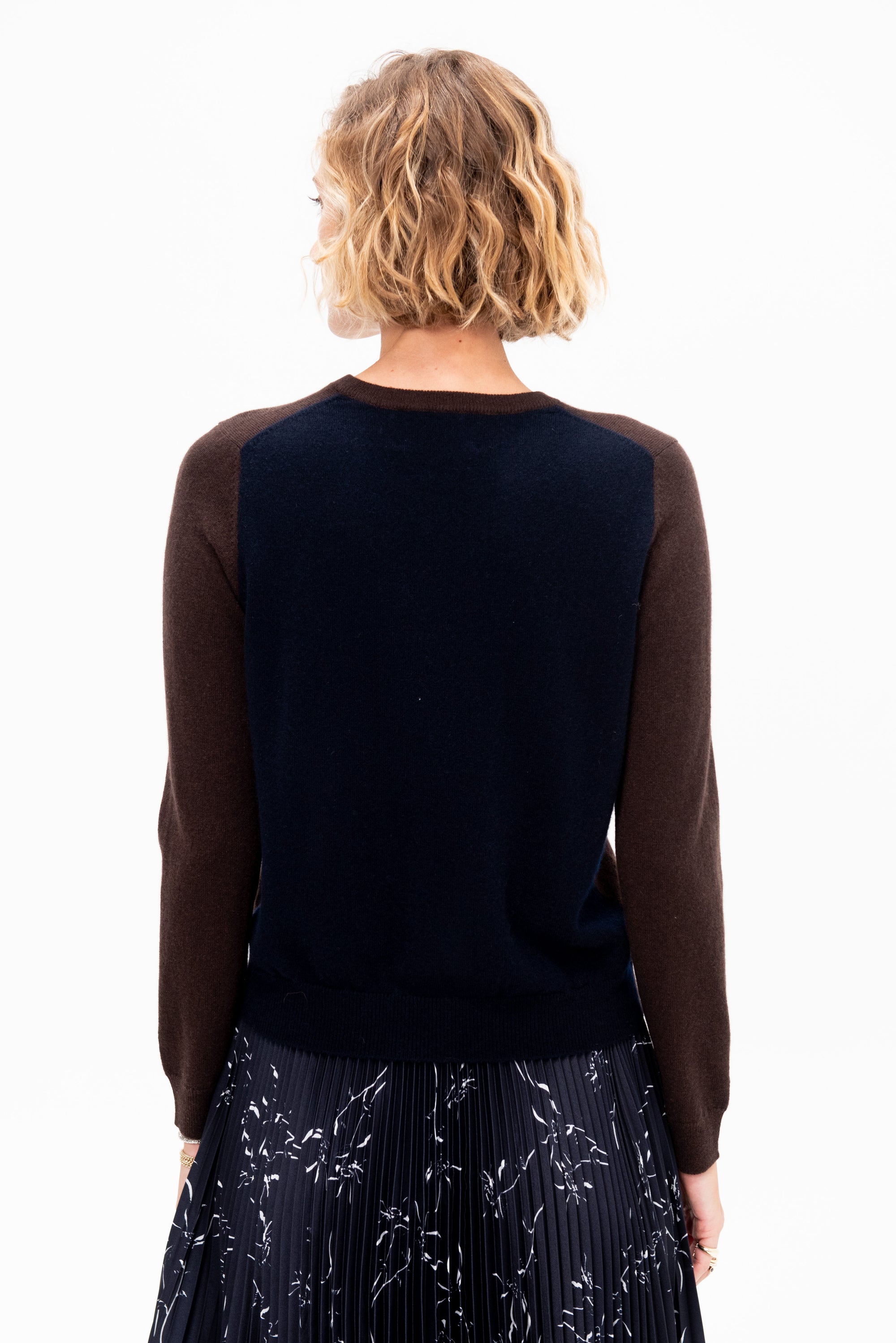 Laney Cashmere Sweater, Espresso &amp; Navy