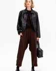 Soft Leather Blouson, Black Cherry