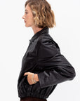 Soft Leather Blouson, Black Cherry