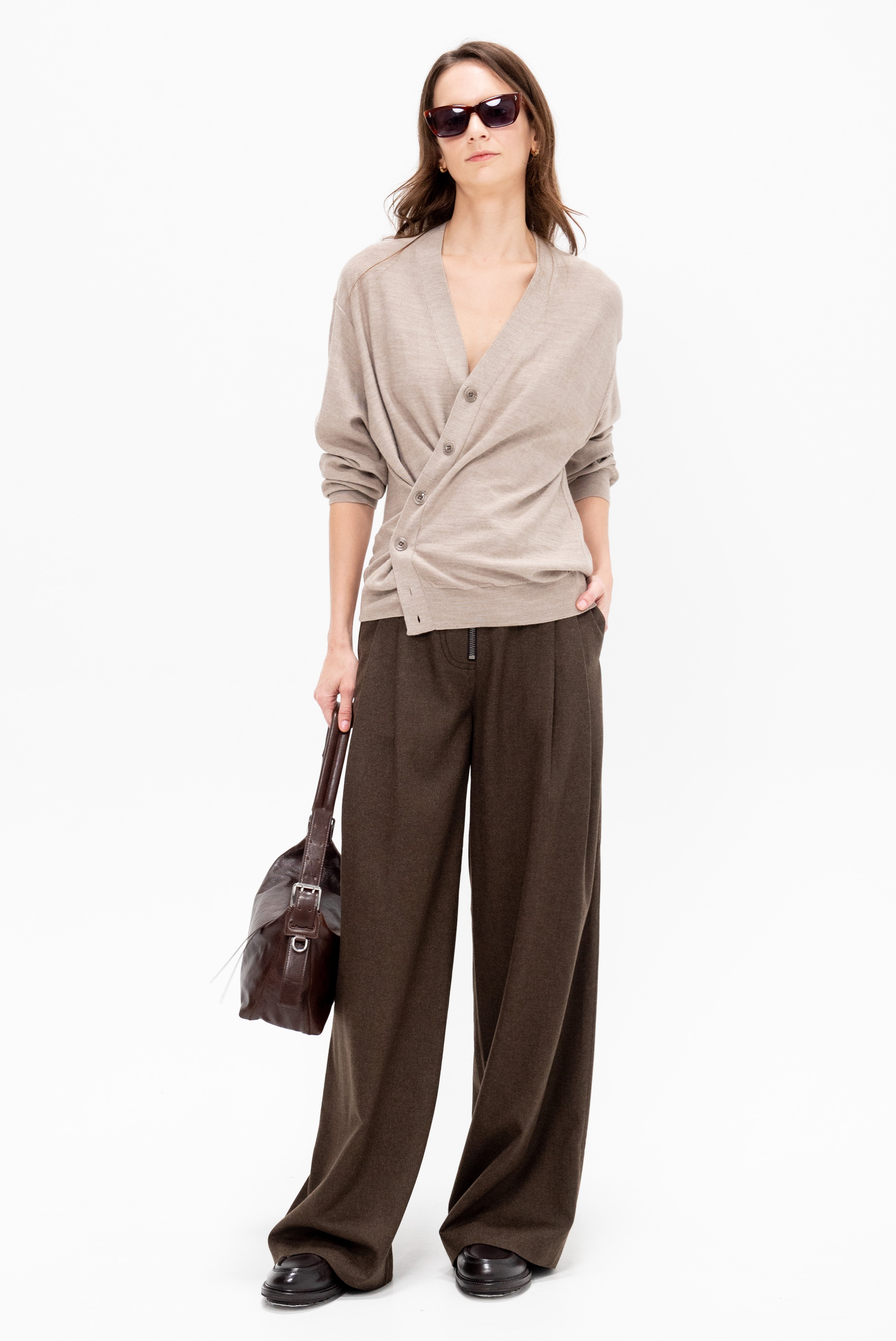 Lemaire Relaxed Twisted Cardigan, Light Taupe – Kick Pleat