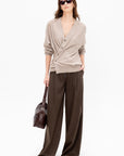 Relaxed Twisted Cardigan, Light Taupe