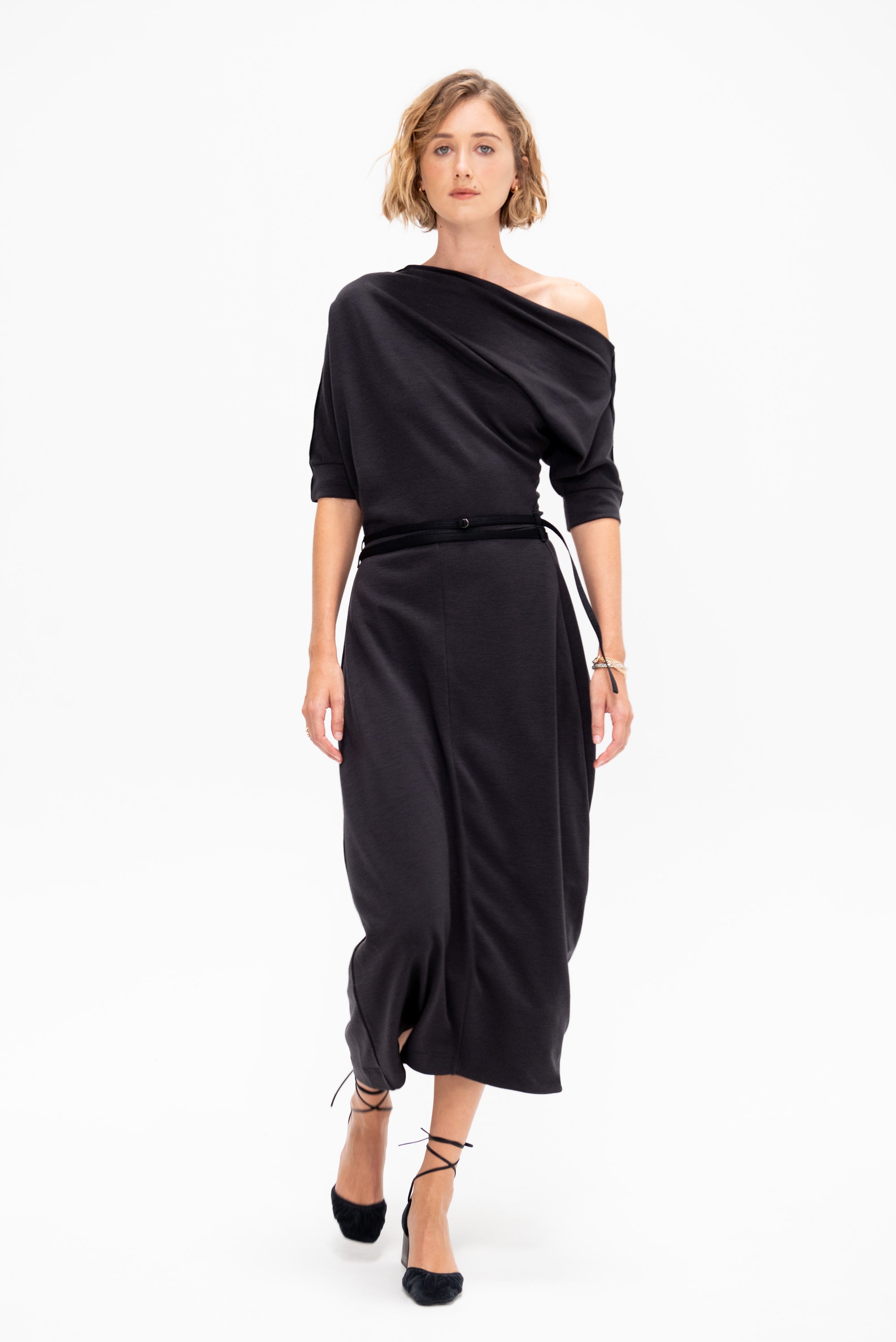 Twisted Hem Dress, Anthracite