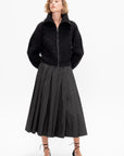 Zipped Cardigan, Black & Mink Brown