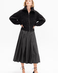 Zipped Cardigan, Black & Mink Brown