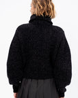 Zipped Cardigan, Black & Mink Brown