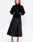Zipped Cardigan, Black & Mink Brown