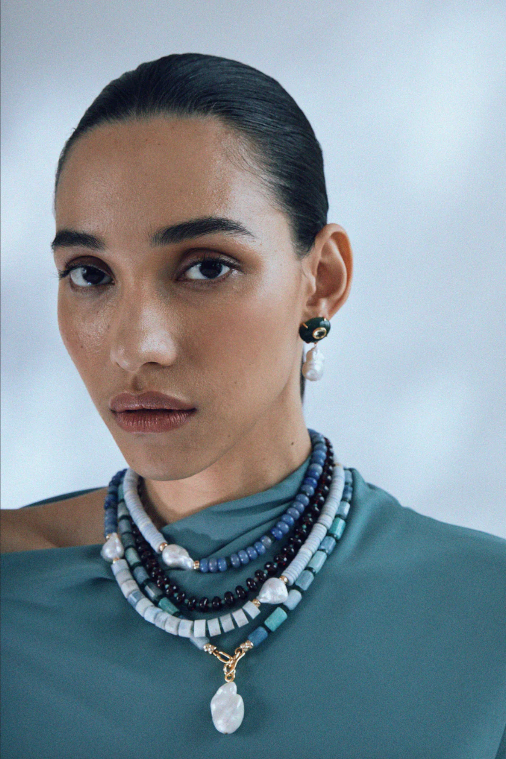 LIZZIE FORTUNATO JEWELS - Plaza Pearl Earrings, Jade