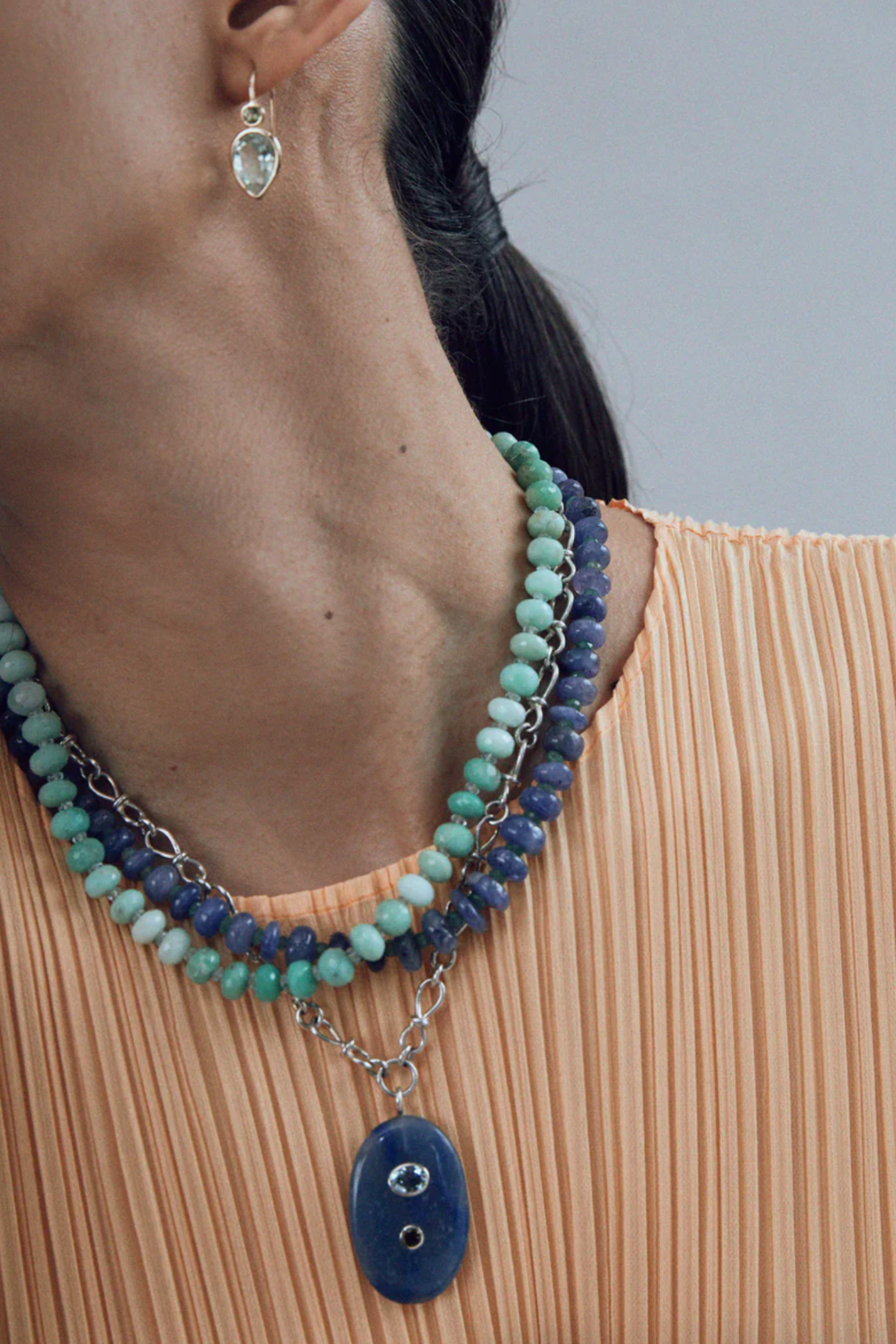 LIZZIE FORTUNATO FINE - Strand Necklace, Tanzanite & Emerald