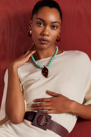 Lizzie Fortunato Jewels - Vinca Leaf Necklace, Amazonite