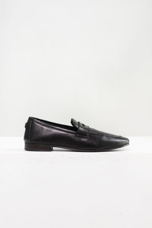Leather and Shearling Flaneur, Black