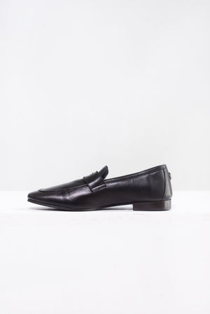 Leather and Shearling Flaneur, Black