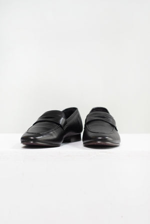 Leather and Shearling Flaneur, Black