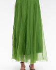 Long Silk Organza Skirt, Moss
