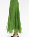 Long Silk Organza Skirt, Moss