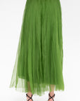 Long Silk Organza Skirt, Moss