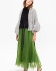 Long Silk Organza Skirt, Moss