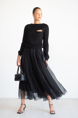 Louiza Babouryan - Organza Maxi Skirt, Black