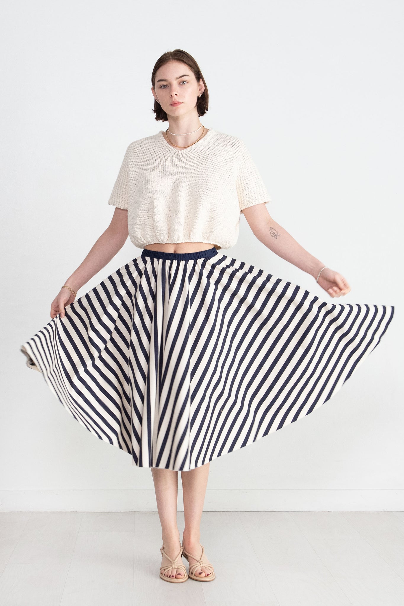 Louiza Babouryan - Stripe Skirt, Navy