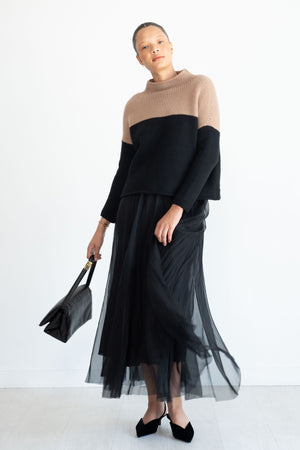 Louiza Babouryan - Two-Tone Sweater, Black & Tan