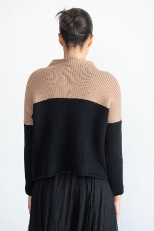 Louiza Babouryan - Two-Tone Sweater, Black & Tan