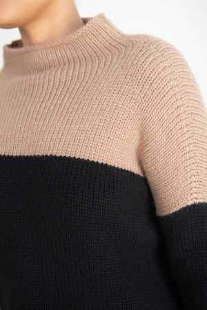 Louiza Babouryan - Two-Tone Sweater, Black & Tan