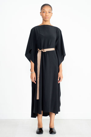 Louiza Babouryan - Caftan Dress with Tan Tie, Black