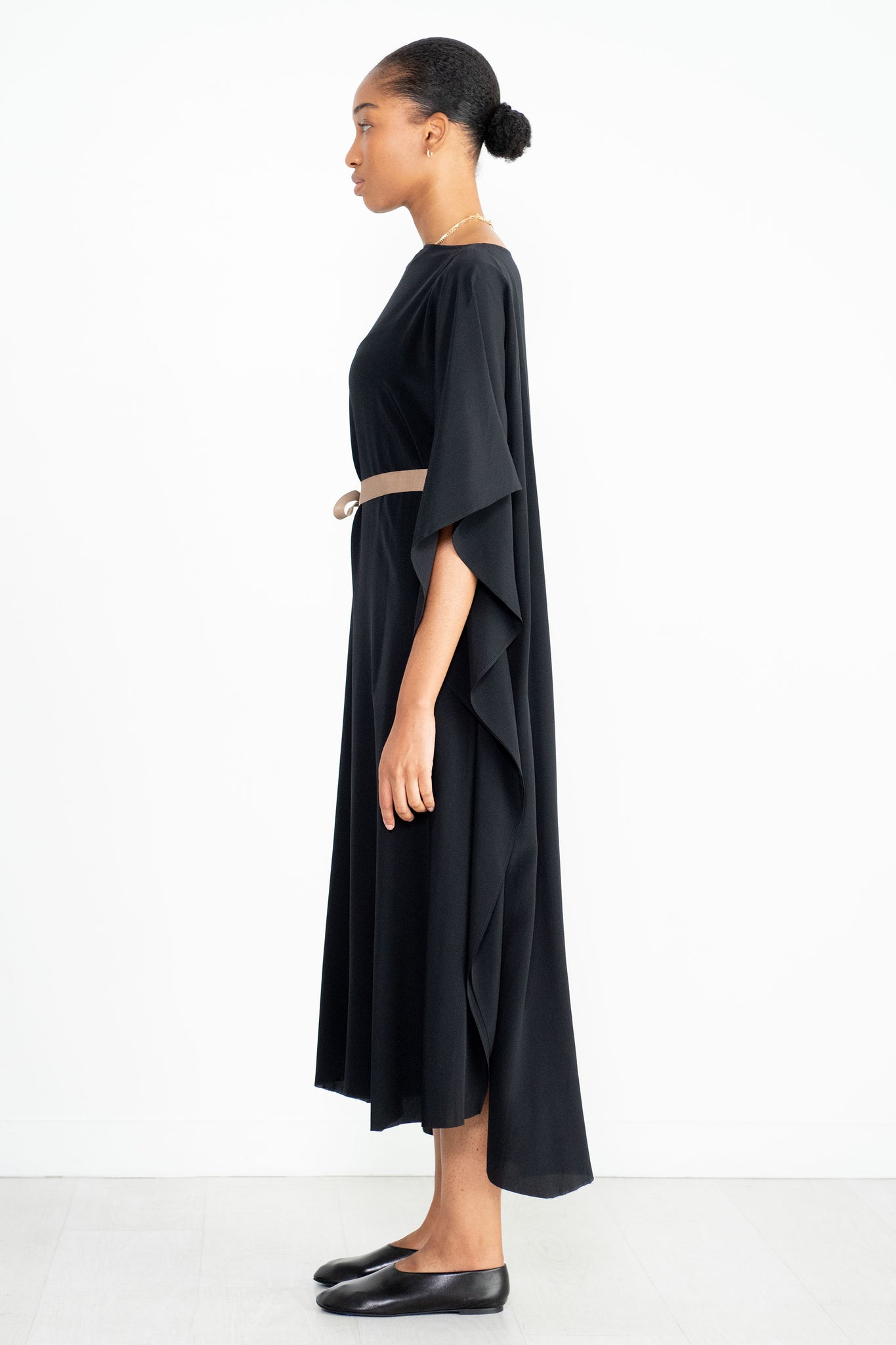 Louiza Babouryan - Caftan Dress with Tan Tie, Black