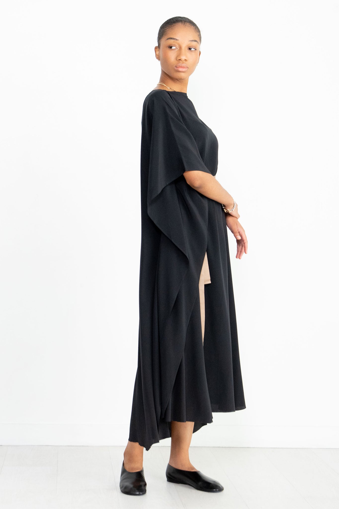 Louiza Babouryan - Caftan Dress with Tan Tie, Black