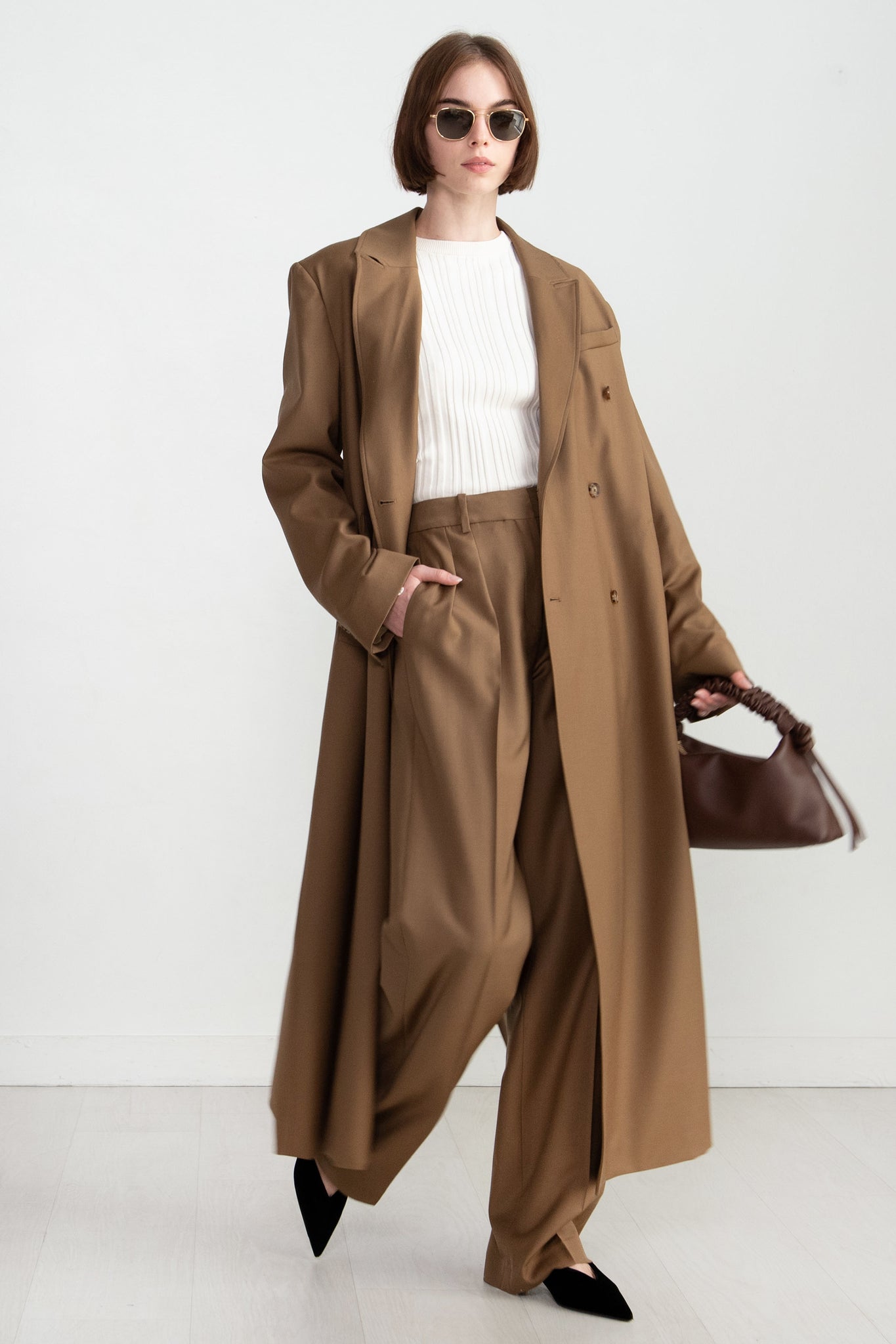 LOULOU STUDIO - Maisun Long Coat, Antique Brown