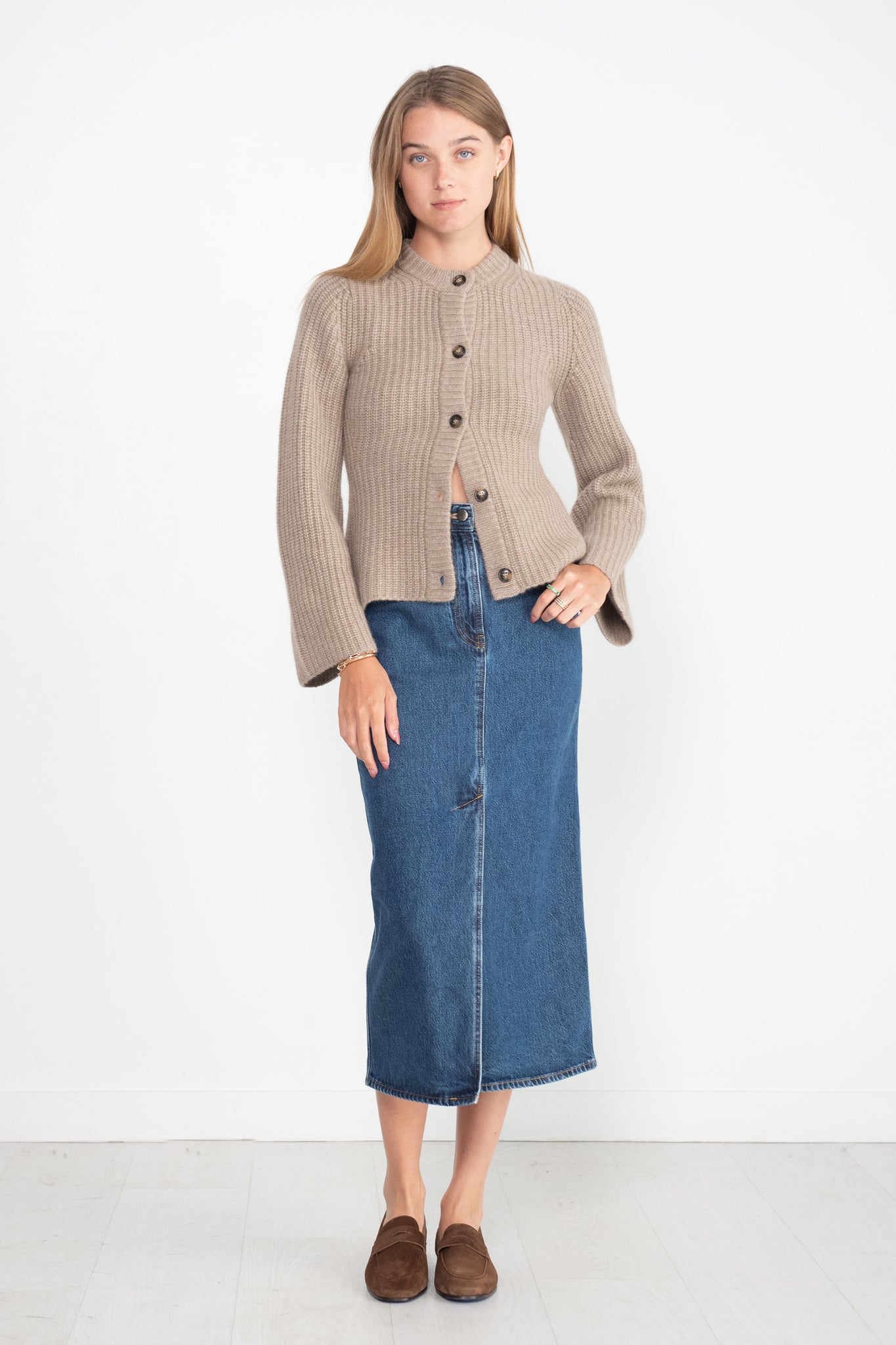 LOULOU STUDIO - Rasa Cardigan, Beige Melange