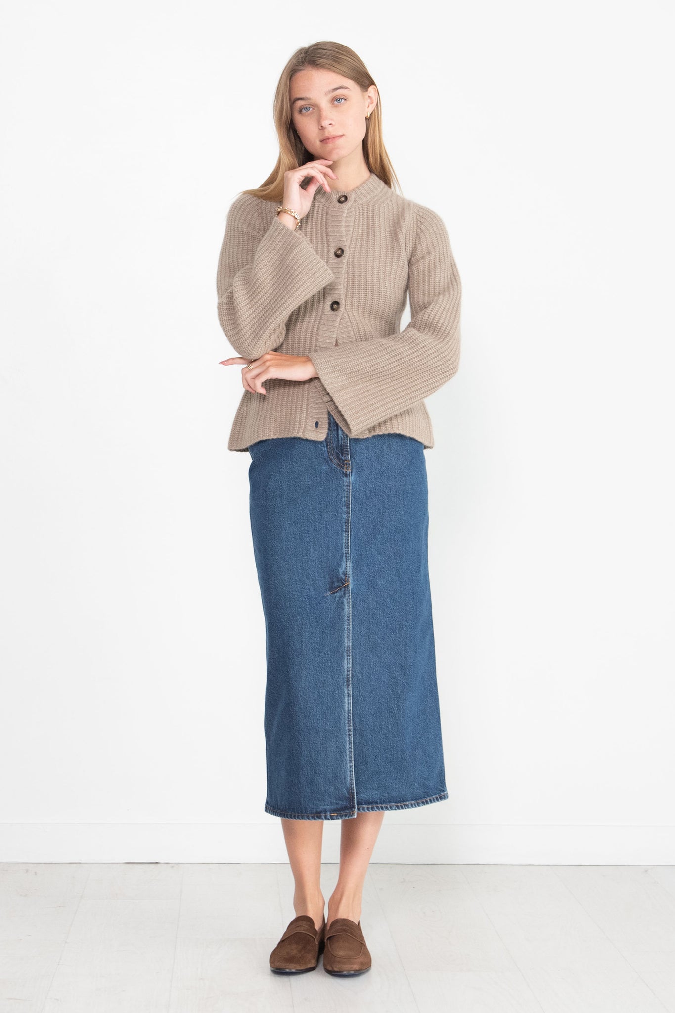 LOULOU STUDIO - Rasa Cardigan, Beige Melange