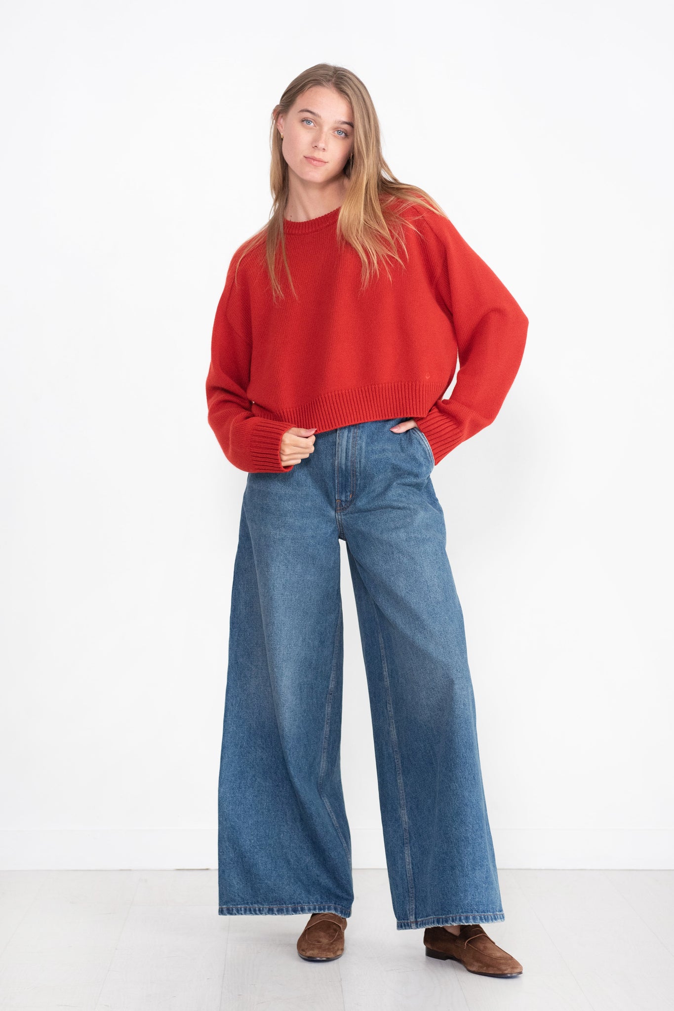 LOULOU STUDIO - Bruzzi Oversized Sweater, Cherry