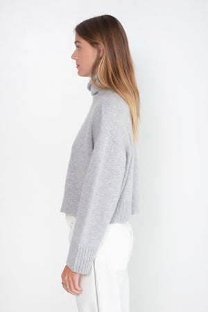 LOULOU STUDIO - Collar Sweater, Grey Melange