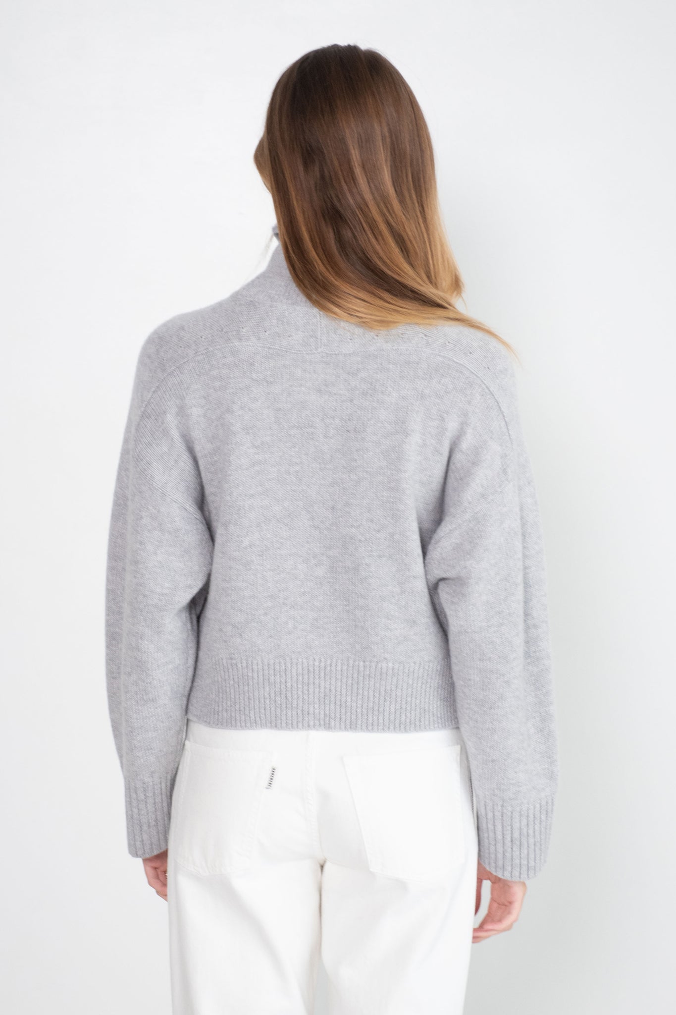 LOULOU STUDIO - Collar Sweater, Grey Melange